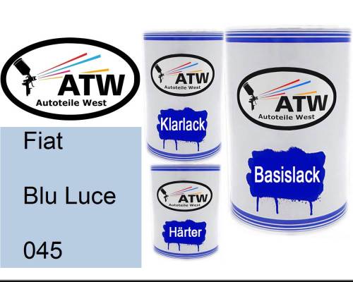 Fiat, Blu Luce, 045: 500ml Lackdose + 500ml Klarlack + 250ml Härter - Set, von ATW Autoteile West.